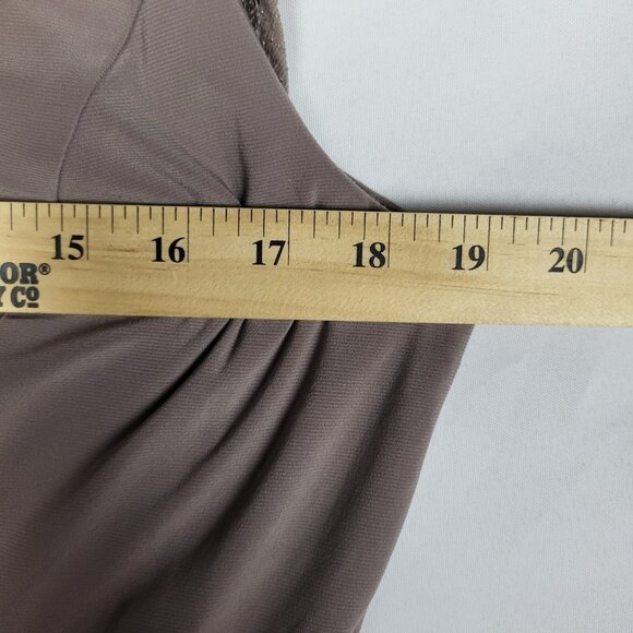 R&M Richards Sequined Jumpsuit Women's 10 Beige Wide Leg One Shoulder Formal NWT - Picture 8 of 11